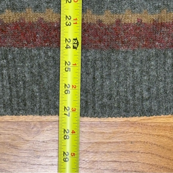 JANTZEN Vintage 90s Wool Blend Fair Isle Nordic Ski Stripe Crewneck Sweater USA - Picture 4 of 12